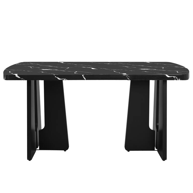 63" Modern Dining Table with Faux Marble Top