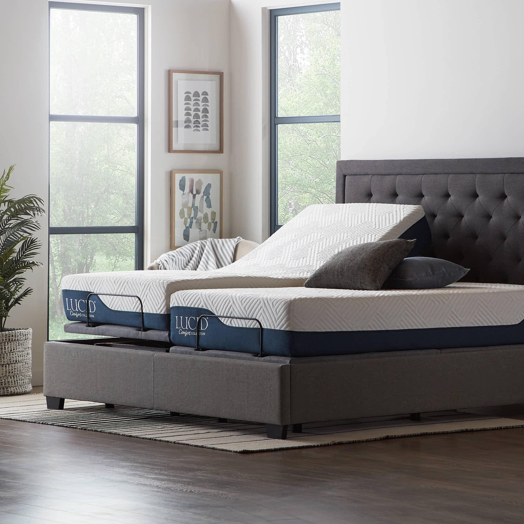Lucid comfort collection deluxe split king shop adjustable bed base