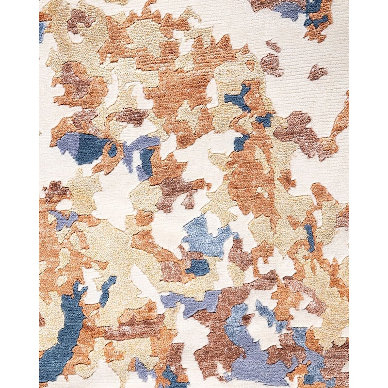 Modern One-of-a-Kind Hand-Knotted Area Rug - Ivory, 8' 2" x 10' 1" - 8' 2" x 10' 1"