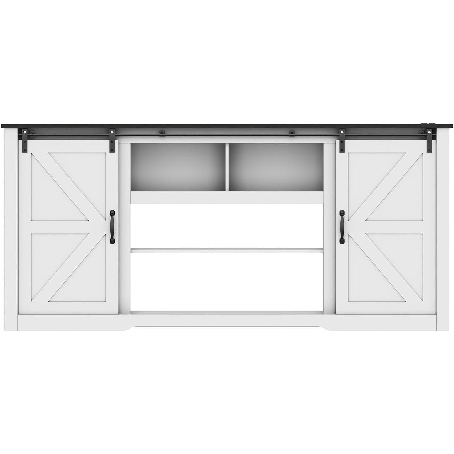 70" Farmhouse Large TV Stands, Entertainment Center with Sliding Doors - N/A