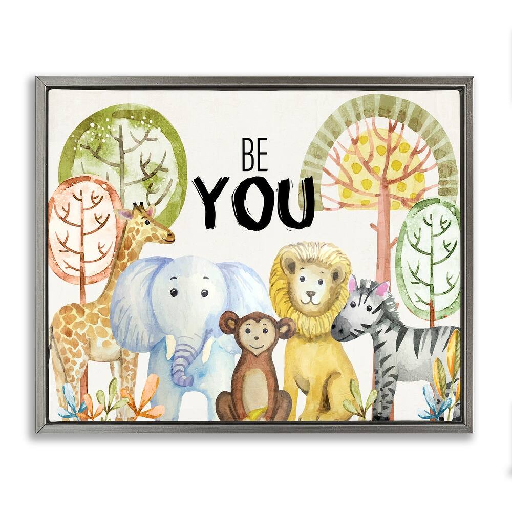 Stupell Be You Jungle Animals Framed Floater Canvas Wall Art Design By Kim Allen