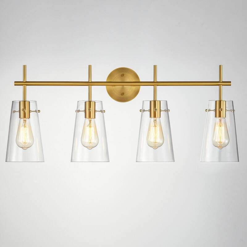 KAWOTI 4-Light Modern Bathroom Vanity Light with Glass Shade