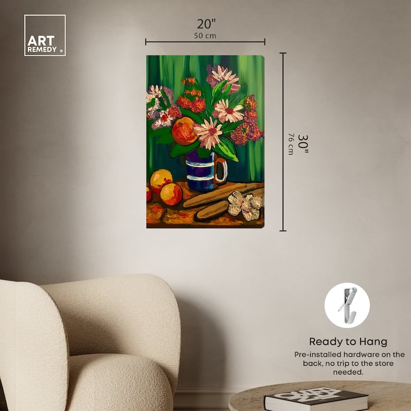 Art Remedy Floral Vase And Fruits Gallery Wrapped Flowers In Vase Paintings