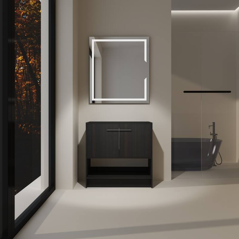 36" Bathroom Vanity, 2 Doors, Freestanding Bathroom Cabinet Vanity, Plywood (Excluding Sink)