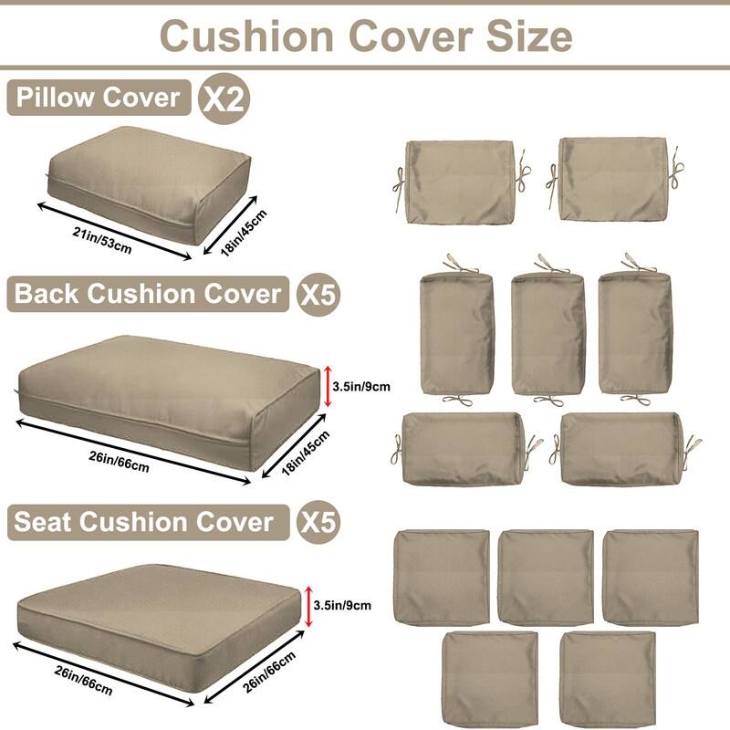 Outdoor Patio Cushion Covers Replacement, Waterproof Furniture Cushion Slipcovers, for Wicker Rattan Sectional Couch Chair