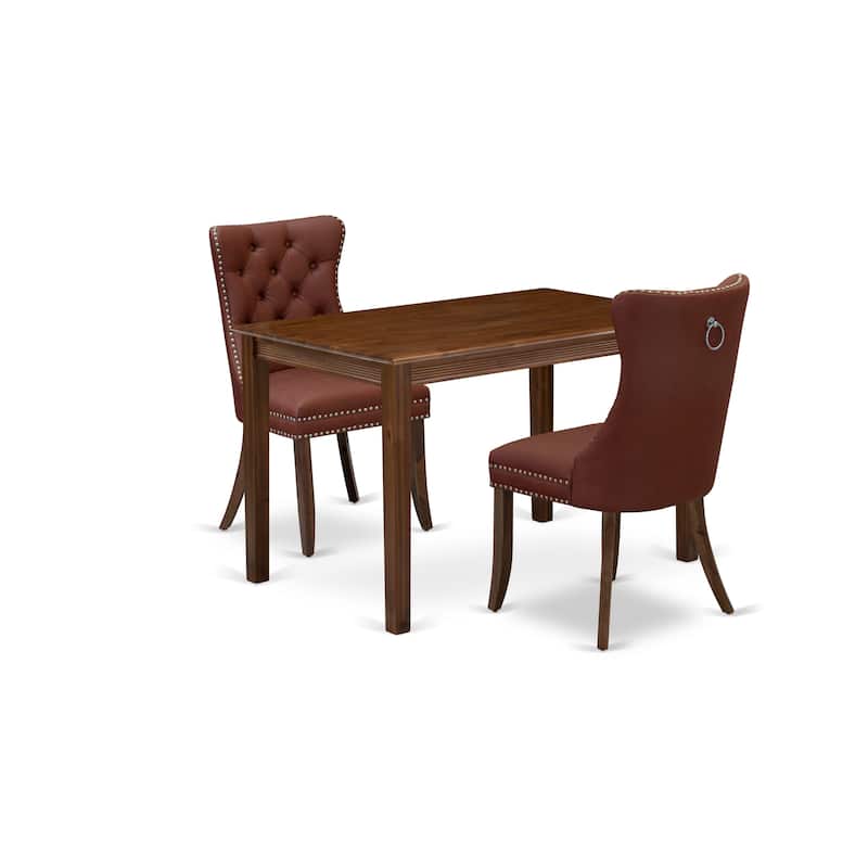 East West Furniture Dining Set Includes a Rectangle Kitchen Table and Upholstered Chairs, Antique Walnut (Pieces Options)
