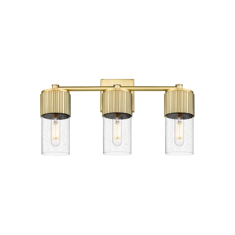 Innovations Lighting Bolivar - 3 Light 7" Wall-Mounted Bath Vanity Light - Brushed Brass/Seedy