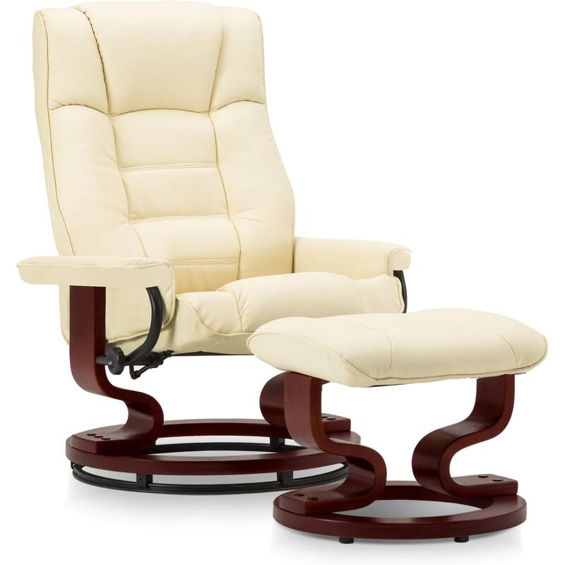 MCombo Swivel Recliner Chair with Wood Base and Ottoman