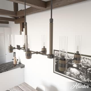 Hunter River Mill 6-Light Rustic Linear Chandelier - Island, Dining Room - Mountain, Modern Farmhouse, Transitional