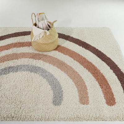 Mod-Tod Anna Rainbow Kids Shag Area Rug