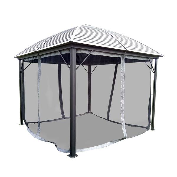 Shop Aleko Steel Hardtop Gazebo With Mosquito Net 10 X 10 Feet Black On Sale Overstock 22306695