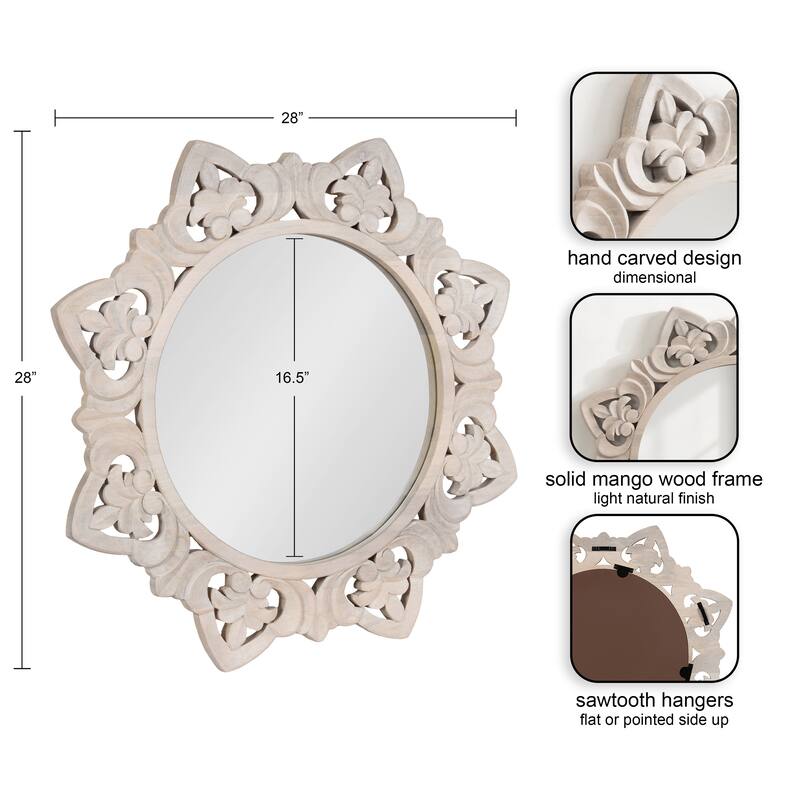 Kate and Laurel Meera Carved Wood Mirror - 28x28
