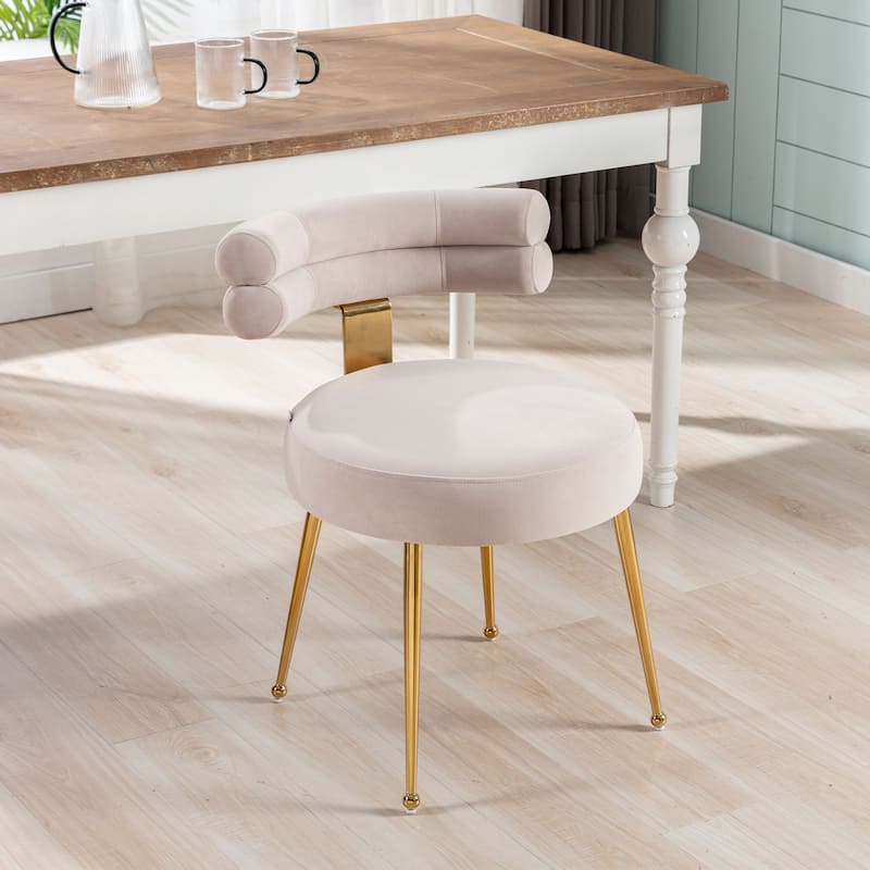 Velvet light luxury dining chairs, metal leisure chairs with backrest,sets of 2