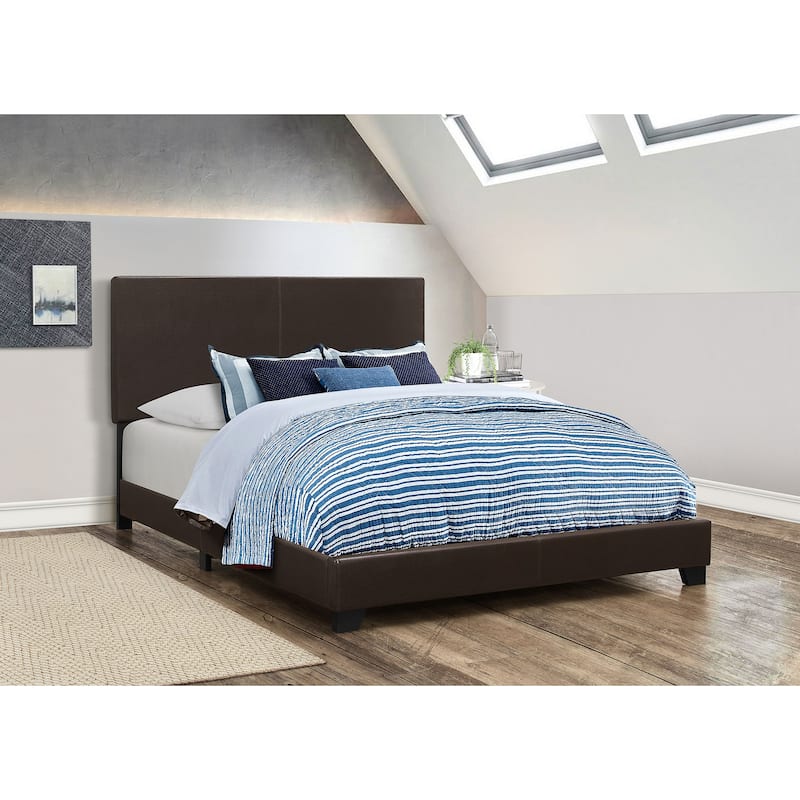 Dorian Transitional Leatherette Upholstered Panel Bed Brown