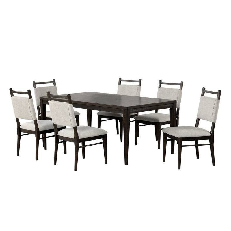 7 Piece Dining Set with Wegner Legs Design in Dark Walnut - 7-Piece - Dark Walnut