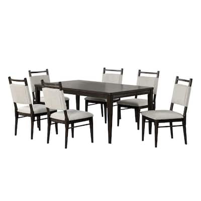 7 Piece Dining Set with Wegner Legs Design in Dark Walnut