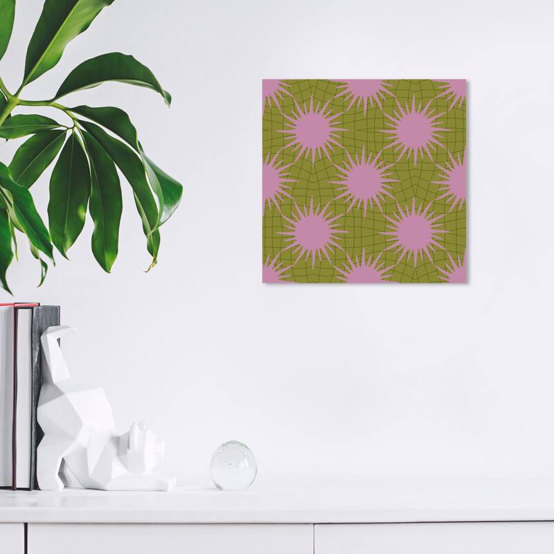 Wynwood Studio Canvas Abstract Disco Ball Sun Purple and Army Green Modern & Contemporary Wall Art Canvas Print - 12 x 12
