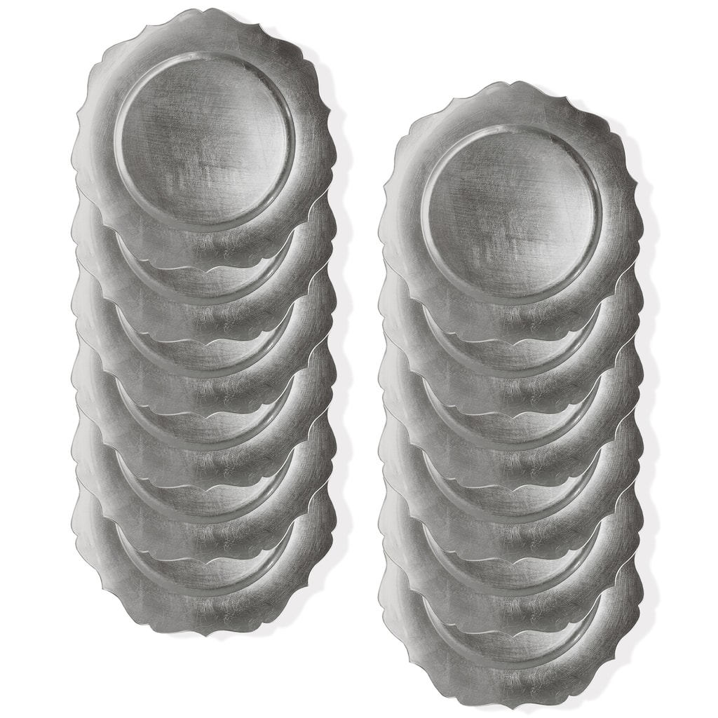 Scallop Silver Charger Plate 13" Set of 12 - 13" Dia x 0.5" H