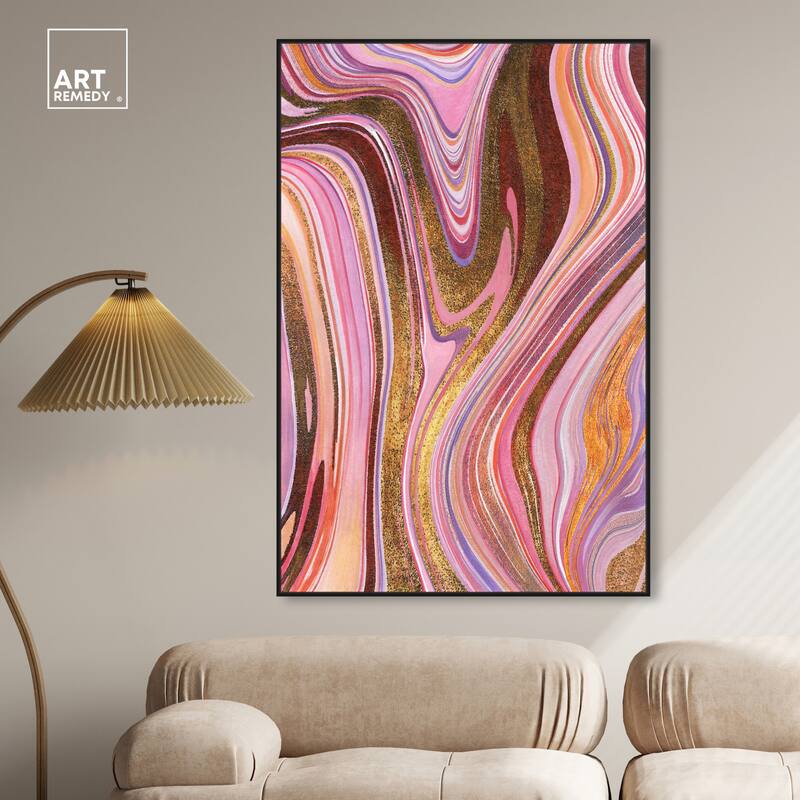 Art Remedy Doll Memories - Pink Geode Framed Mineral, Agate & Geode 1 Piece Canvas Wall Art