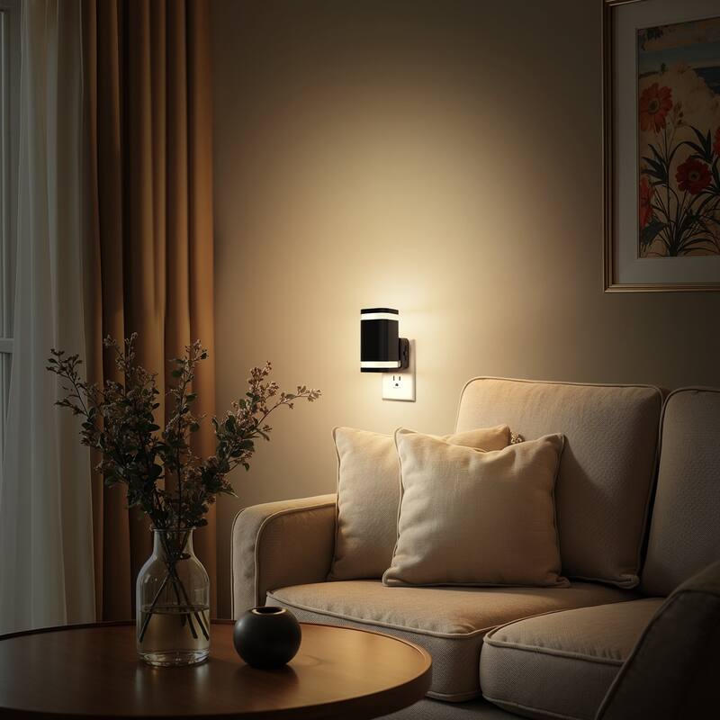YANSUN 2 Pack 1W Plug-in Wall Sconce Style Night Lights - Black
