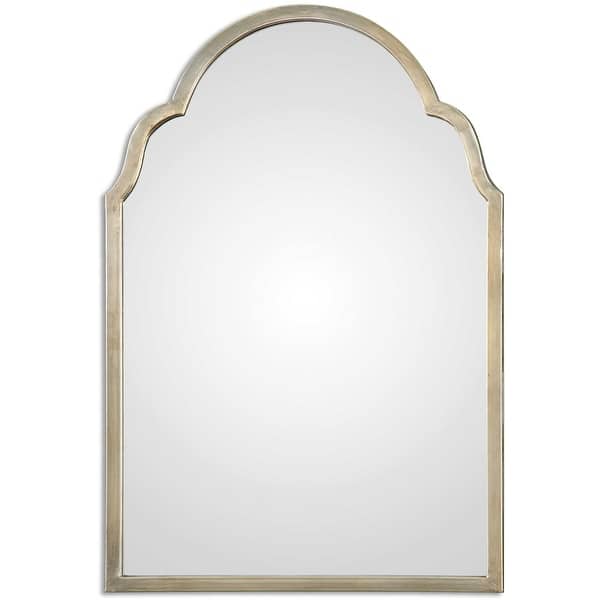 slide 2 of 4, Uttermost Brayden 30" x 20" Petite Arched Cathedral Wall Mirror Oxidized Silver Champagne