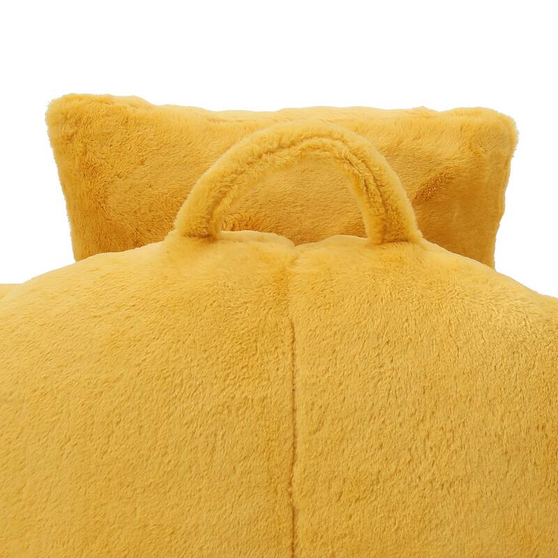 Faux Fur Shell-Shaped Medium Bean Bag Chair with Footstool