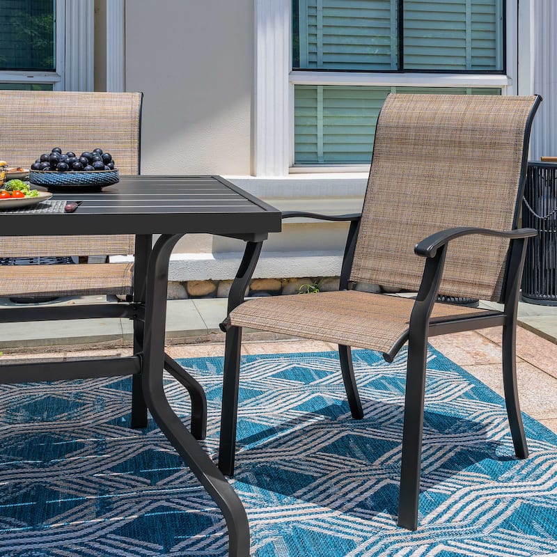 Outdoor 7-Piece Dining Set, Textilene Fabric, Powder-coated Iron Frame