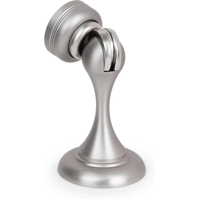 Mega Handles Magnetic Door Stopper with Screws | Heavy Duty Zinc Door Knob and Wall Protection - Satin Nickel