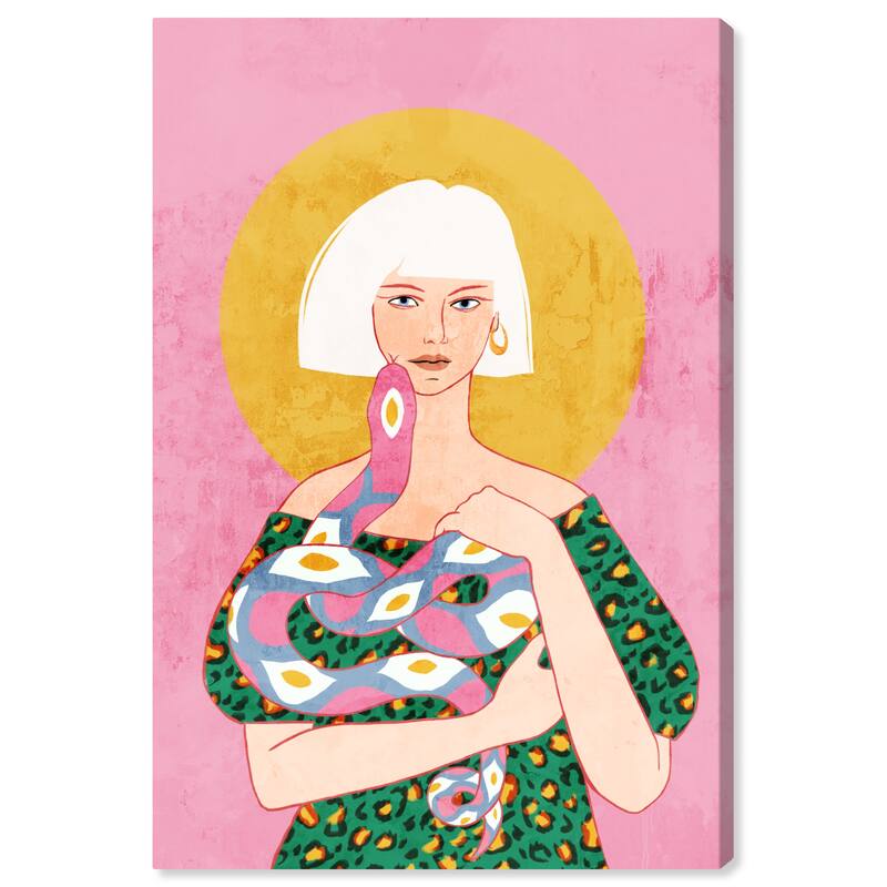 Wynwood Studio Canvas Animals Sunrise Viper Pink and Mustard Modern & Contemporary Wall Art Canvas Print