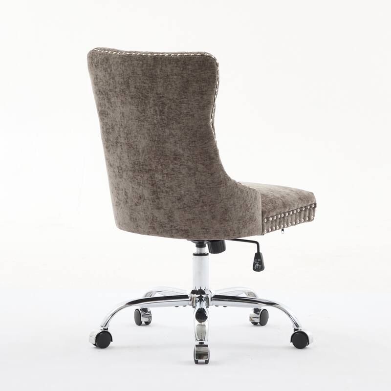 Modern Chenille Upholstered Tufted Button Home Office Chair with Chrome Metal Base,Adjustable Desk Chair Swivel Office Chair