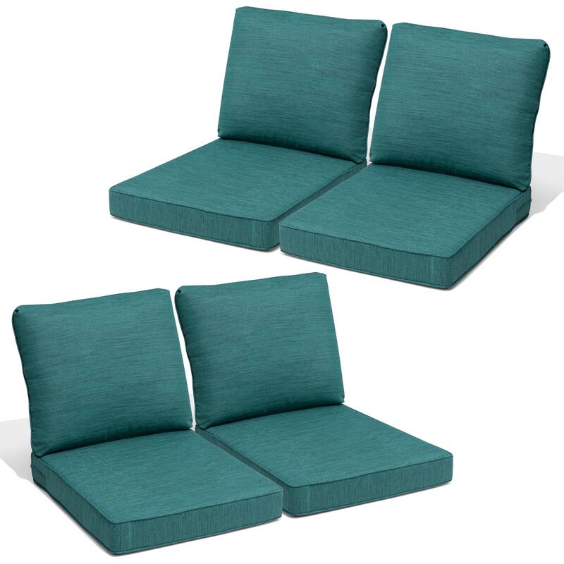 27.6 in W * 24.4 in D Outdoor Patio Deep Seat Cushion Chair Set - MALACHITE - 4PC