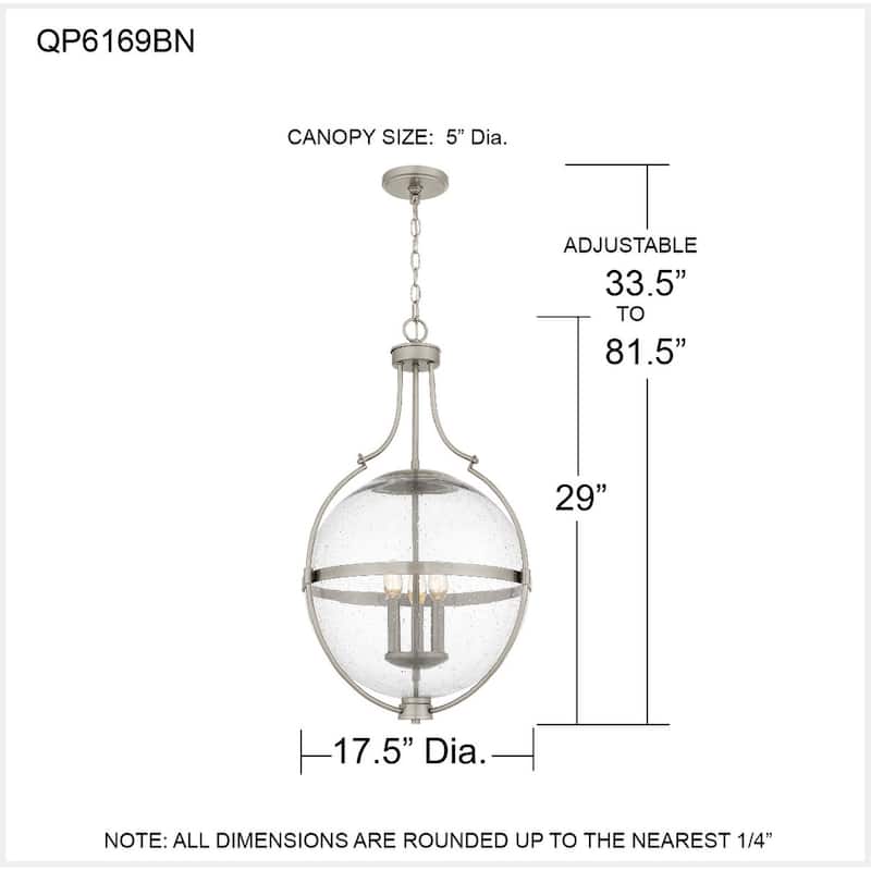 Chicago 3-Light Brushed Nickel Pendant Light