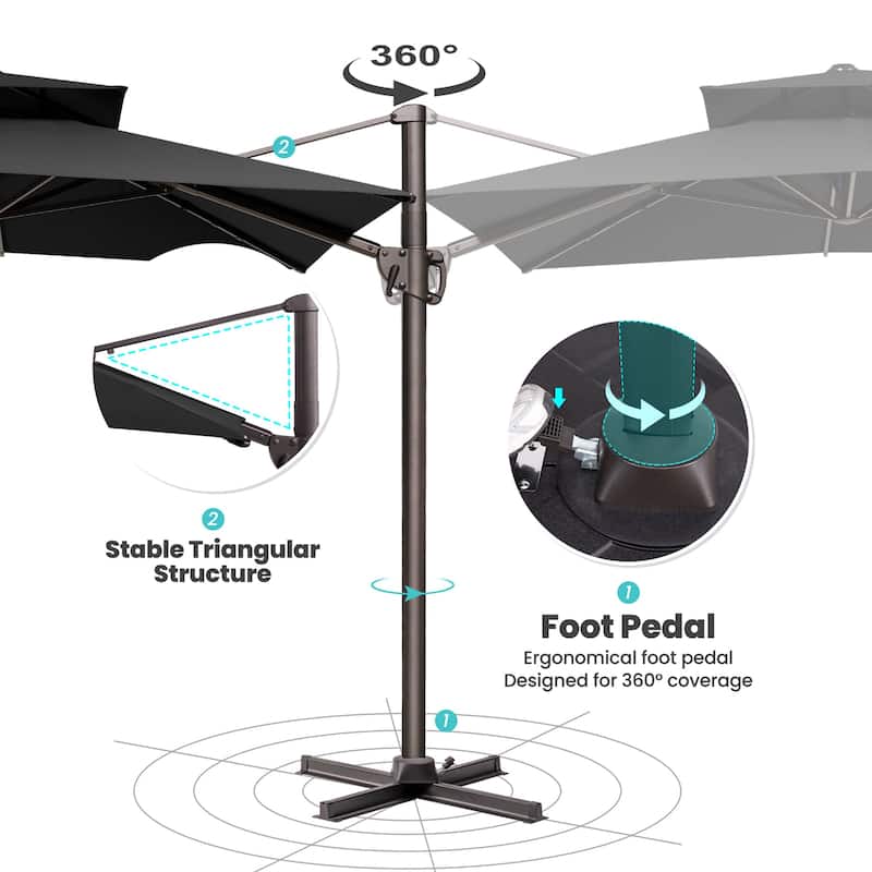 Outdoor 9 x 11 ft Patio Offset Cantilever Umbrella with Weights Base