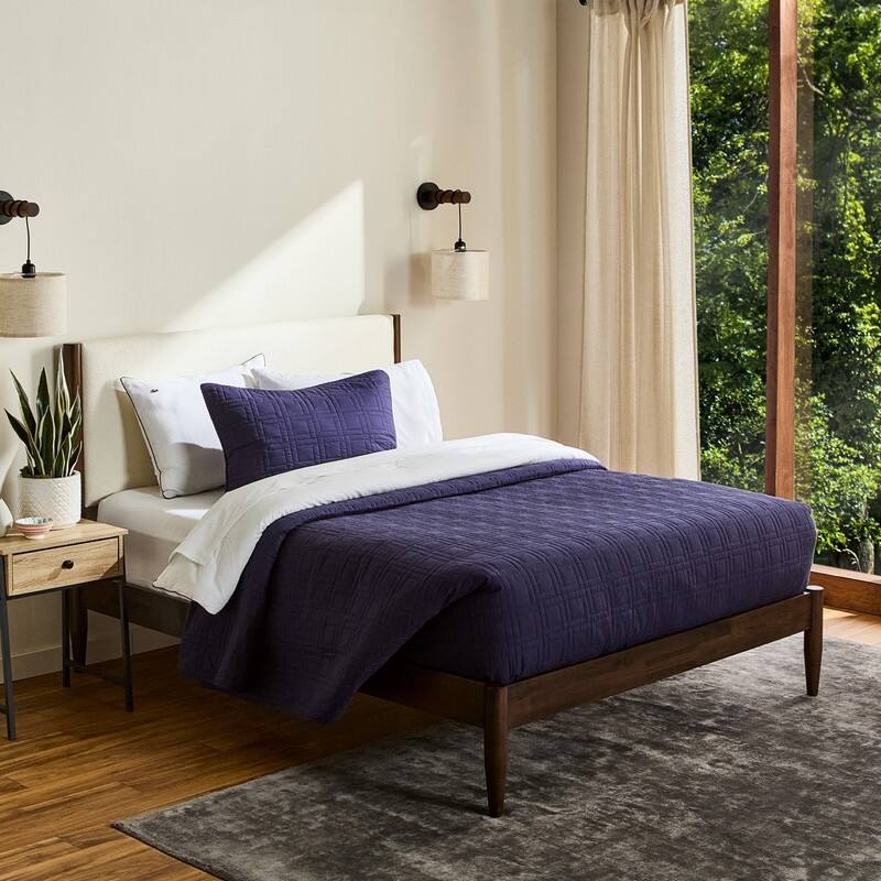Lacoste Cotton Logo 3-Piece Quilt Set - Twin - Navy