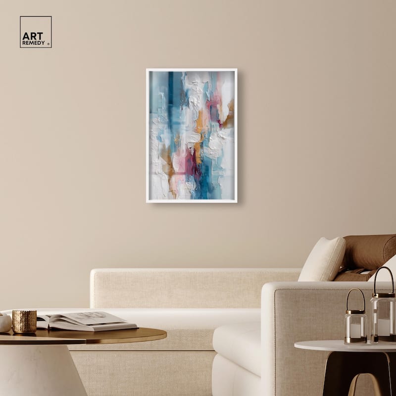Petal Pink and Ocean Blue I Shadowbox by Art Remedy