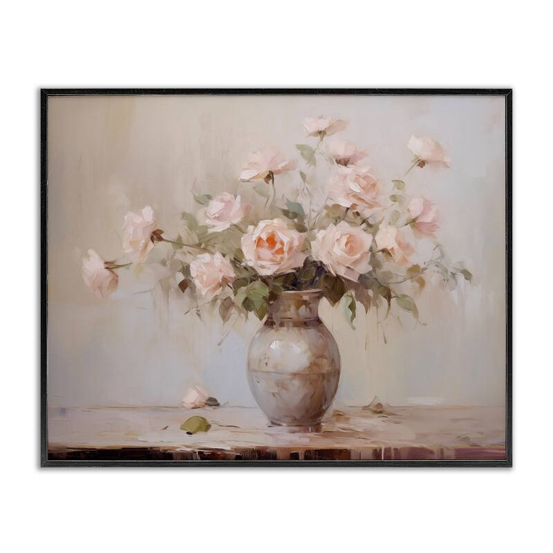 Stupell Romantic Bouquet of Roses Framed Giclee Art Design By Arlington Prints - 20 x 16 - Black