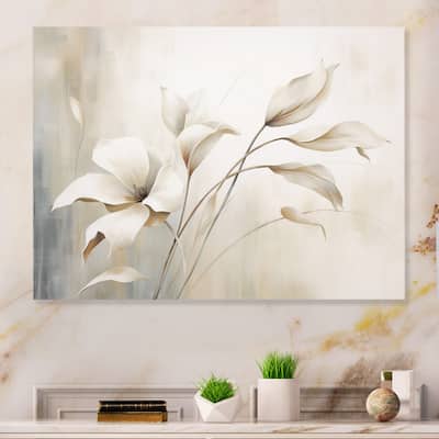 Designart "White Botanical Elegance III" Abstract Botanicals Metal Wall Decor