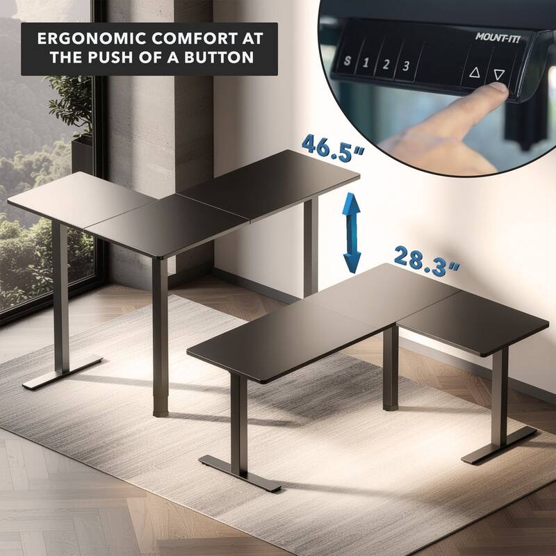 Mount-It! XL 75"W Electric Corner Adjustable Standing Desk, Black (MI-15024)