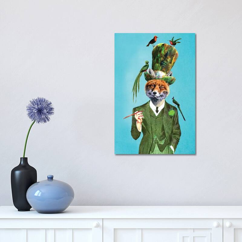 iCanvas "Fox With Hat And Birds" by Coco de Paris Canvas Print - 18x12x1.5