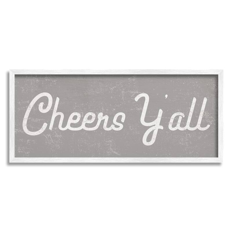 Stupell Cheers Y'all Country Saying Happy Hour Distressed Pattern Framed Wall Art