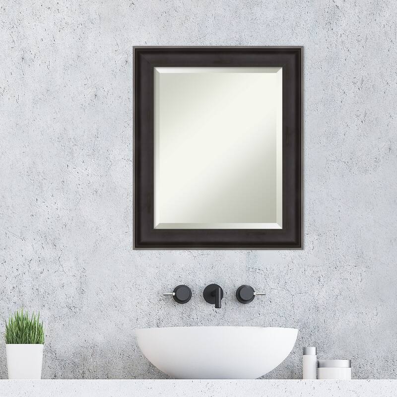 Beveled Wood Bathroom Wall Mirror - Allure Charcoal Frame