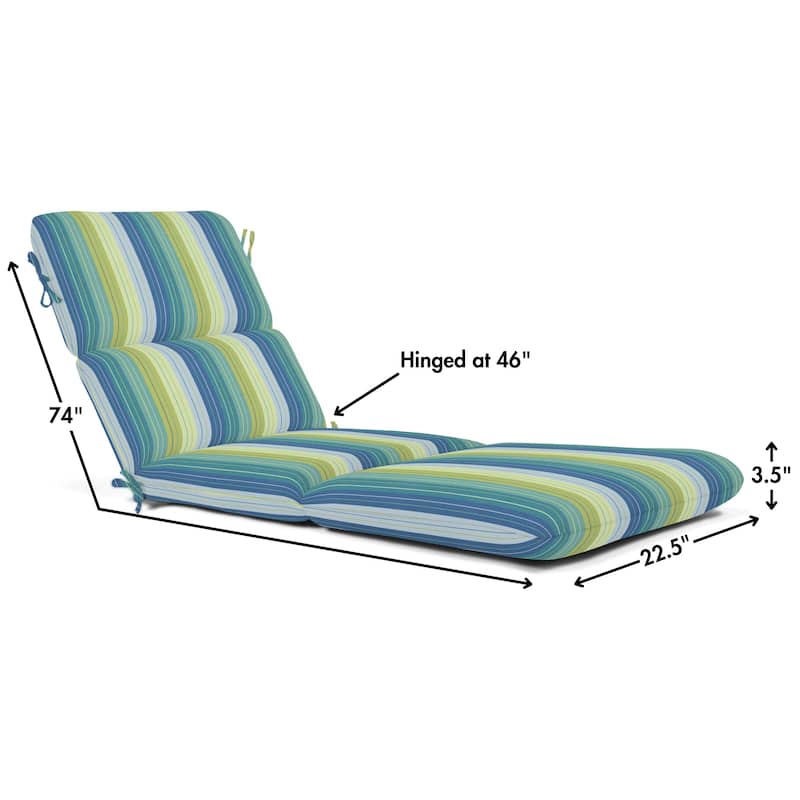 Casual Cushion Sunbrella® Fabric 1-Piece Outdoor Chaise Cushion, 22.5"W x 74"L - 22.5"W x 74"L