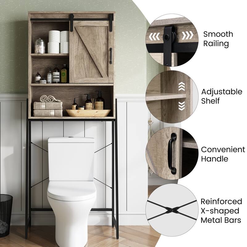 Over-The-Toilet Storage Cabinet Bathroom Organizer with Adjustable Shelf