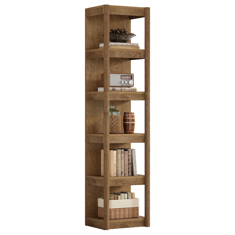 5-Tier Narrow Bookcase, 70.9" Tall Farmhouse Bookshelf