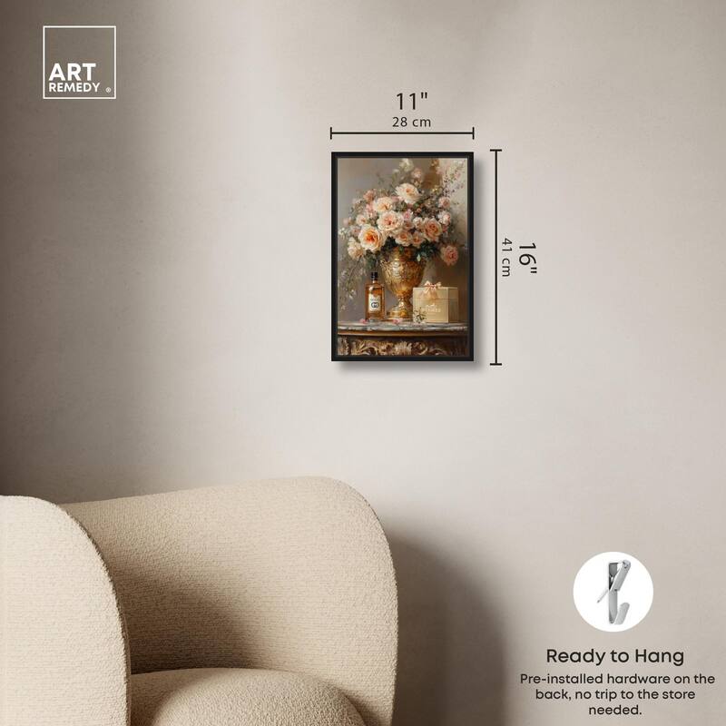 Classical Vase Tans and Floral Canvas by Art Remedy