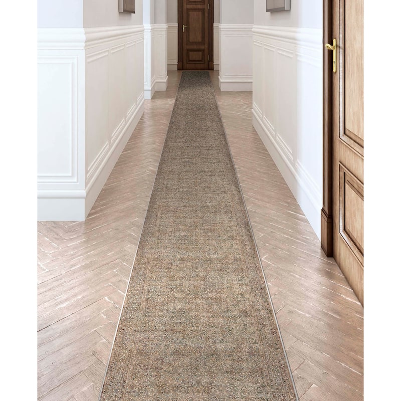 Well Woven Asha Vintage Juliette Persian Flat Pile Area Rug - 3'11" x 9'10" Runner - Beige - Rectangle