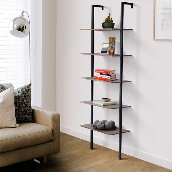 Zenvida 5 Shelf Modern Bookcase Wall Mount 72 Ladder Bookshelf Industrial Metal Frame Open Shelves For Home Office Overstock 32462800 A geometric design made of modular pieces is always a good option. usd