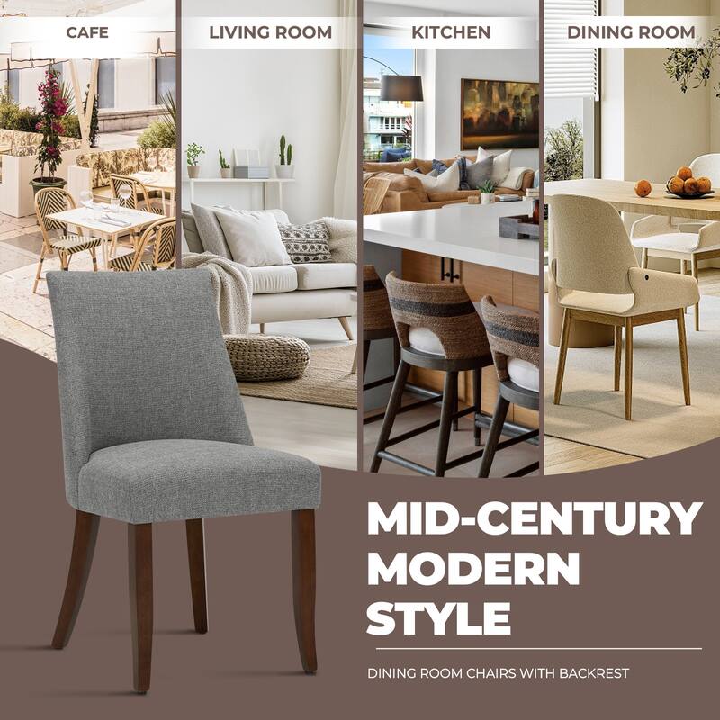 Modern Upholstered Dining Chairs with Wooden Legs for Kitchen & Restaurant