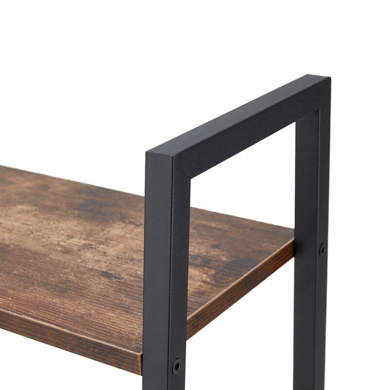 Jomeed Rustic Modern 4 Tier Wood and Steel Bookshelf Storage Organizer Shelf - 30