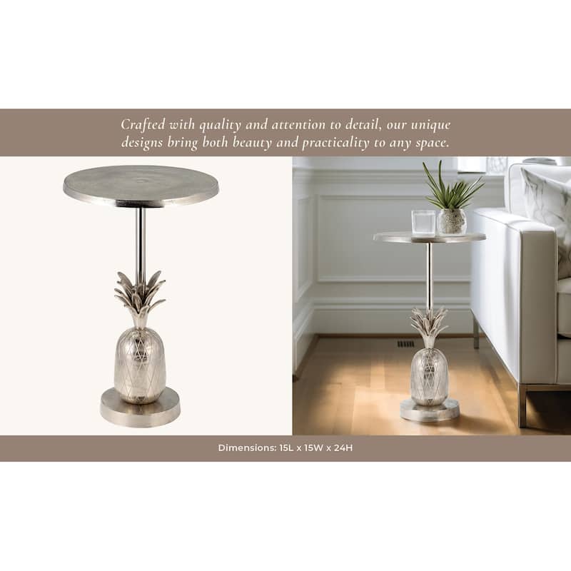 24"H Pineapple Gold Metal Side Accent Table for Your Living Room or - 15" x 15" x 24"